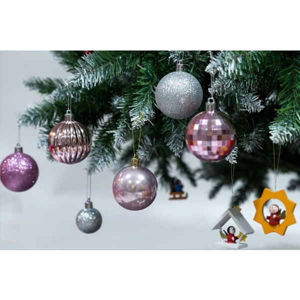 28 st krossäkra julgranskulor i 4 klassiska ytbehandlingar för jul