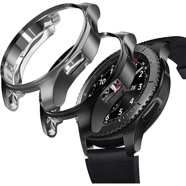 [2-pak] Kompatibel med Galaxy Watch 46 mm/Gear S3 etui, blødt TPU-belagt beskyttende bumper-etui til Gear S3 Frontier/Classic B