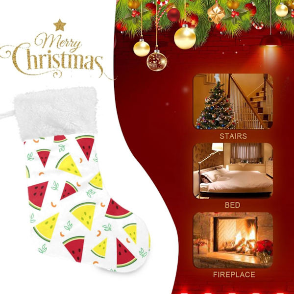 Julklapp, personliga julklappsstrumpor 2-pack Vattenmelontextur 45,7 cm Julstrumpor Hängande Ornament Eldstad för träddekoration