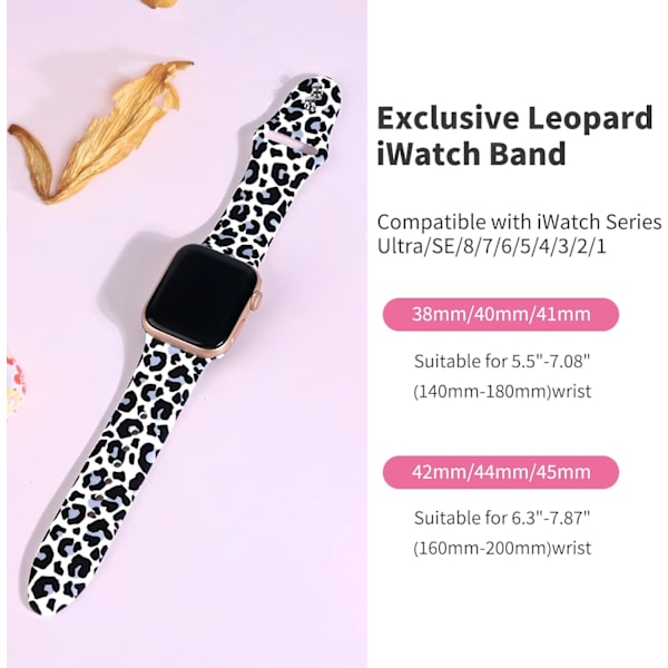 Kompatibel med Leopard Apple Watch Band for kvinner 38mm