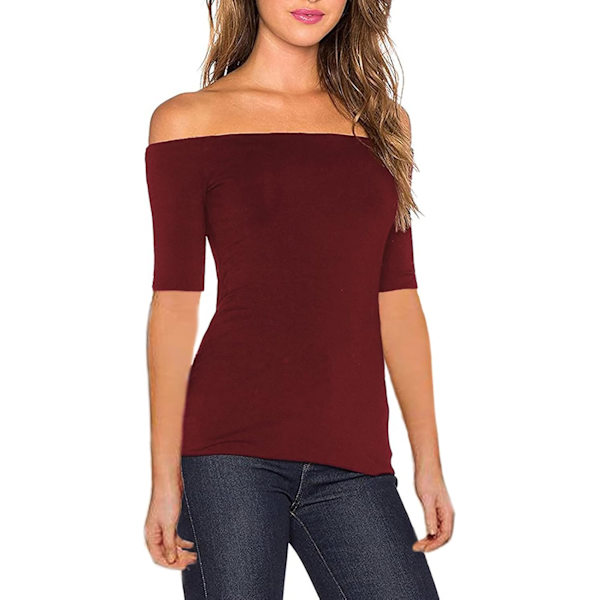 Kvinde Sexet Off The Shoulder Toppe Langærmet Slim Fit Strækbare Bluser