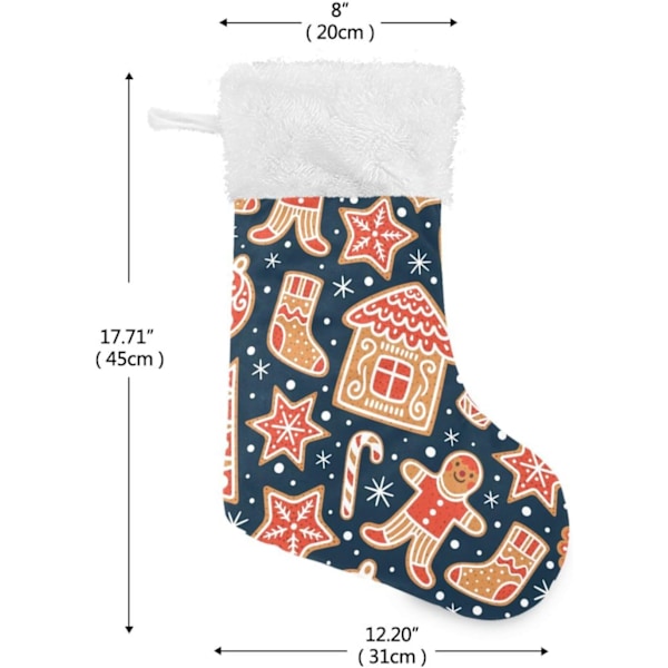 Julklapp, Personliga Julklappsstrumpor 2-pack Pepparkaka Jul 45,7 cm Julstrumpor Hängande Ornament Kamin för Träddekoration