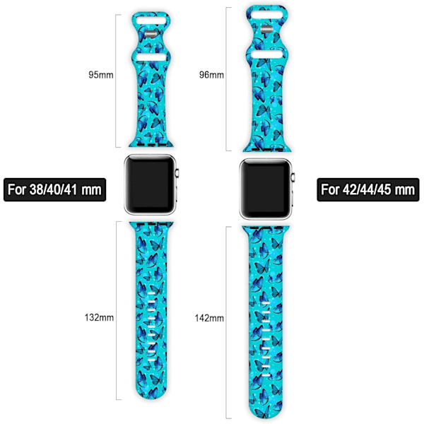 Butterfly Watch Band kompatibel med Apple Watch 38mm 40mm 41mm 42mm