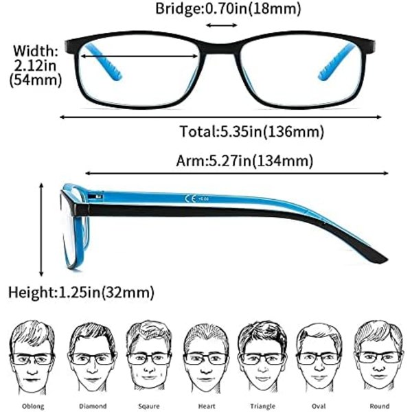 Læsebriller Blåt Lys Blokering 3-pak. Anti UV-Ray briller