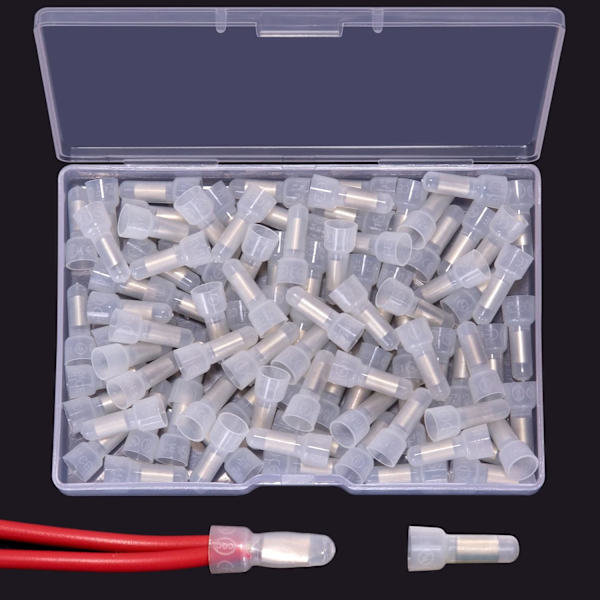 100 st Koppar sluten ände Crimp Terminal - Nylon tråd cap Connector, 22-16 AWG