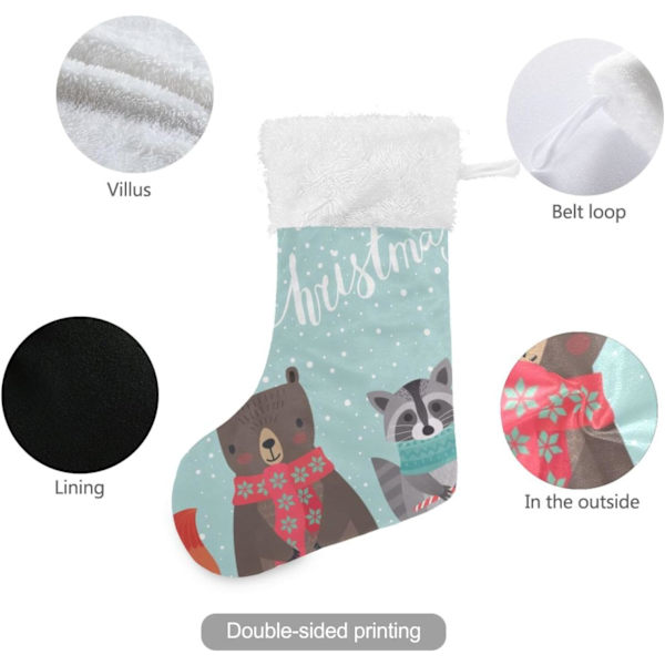 Julklapp, personliga julklappsstrumpor 2-pack Jul Djur Björnen Räv Pingvin 18 tum Julstrumpor Hängande Ornament Eldstad för