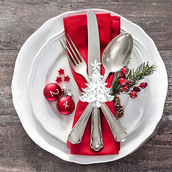 12 st julservettringar, julgran ren ren äpple snöflinga klockor
