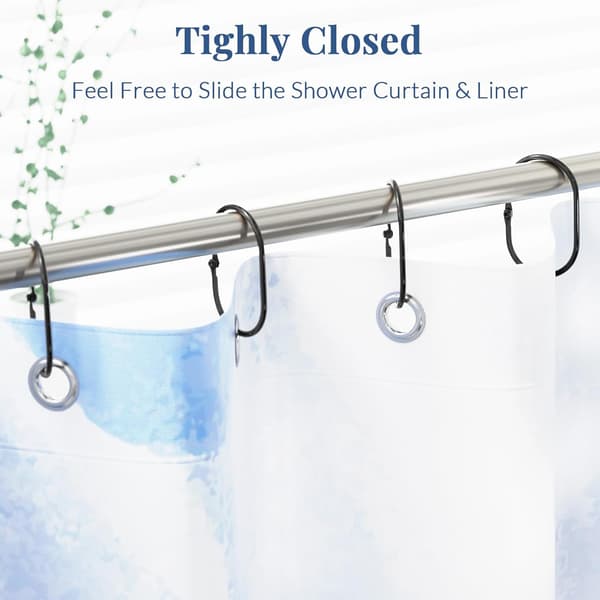 Duschdraperiringar, Bathway Duschdraperikrokar, Svarta Duschdraperikrokar Rostfria, Anti-Drop Släta Duschringar för Draperi, 12 st