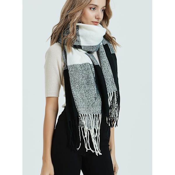 Dam Fashion Lång Sjal Stor Rutnät Vinter Varm Gitter Stor Scarf