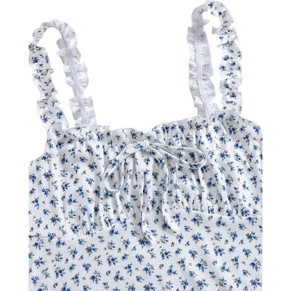 Kvinners Volang Trim Stropp Bånd Knute Rynket Front Bustier Crop Top
