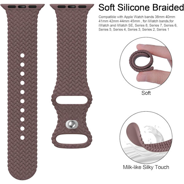 Silikonvevd rem som er kompatibel med Apple Watch Band 38 mm 40 mm 41 mm