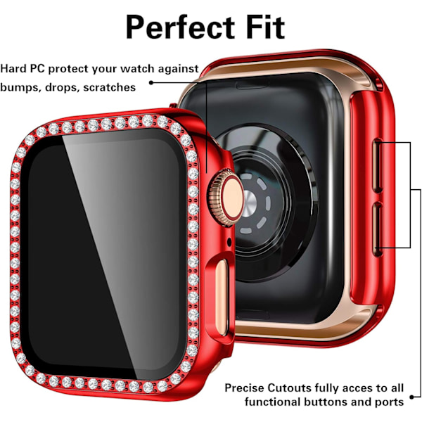 Hardt etui for Apple Watch 44Mm, Bling Diamonds med skjermbeskytter