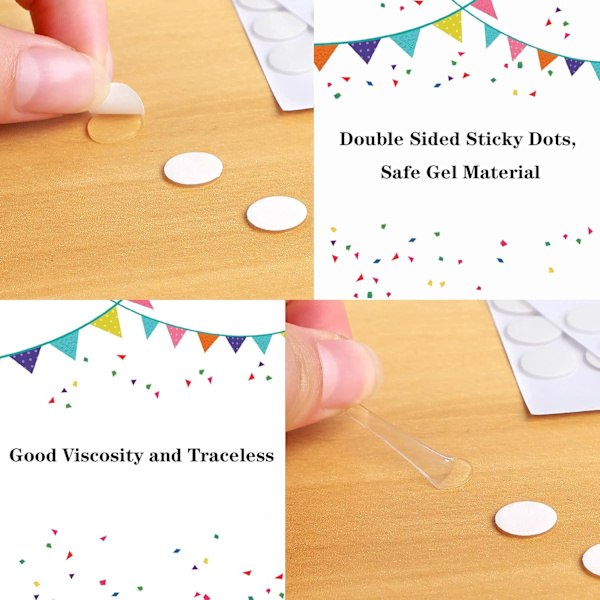 Dobbeltsidede Sticky Dot Stickers - Aftagelig rund spackel (10 mm)