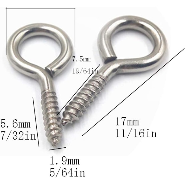 100 stk. 17 mm små skruer med øje til træ, DIY-smykker