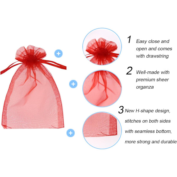 100 stk. 4x6 tomme organza gaveposer med snøretræk