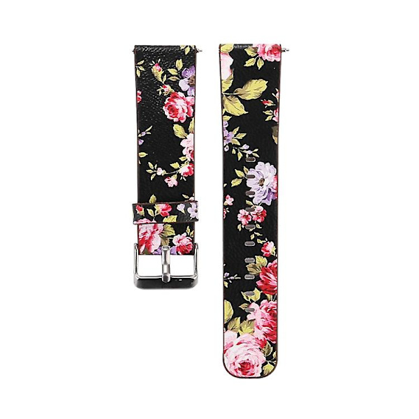 För Fitbit Versa 1 / 2 Blommönster Klockarmband VUJ Black Pink