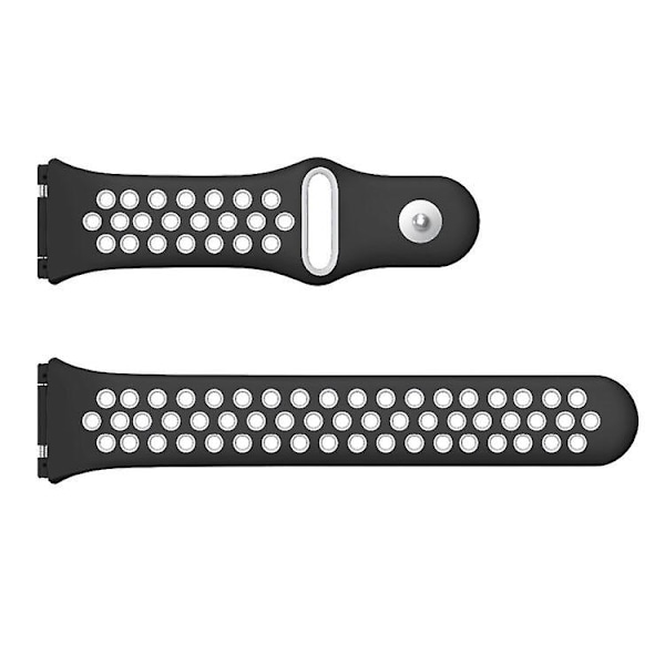 For Fitbit Ionic Andningsbar Tvåfärgad Silikonklockarmband BHF Black White