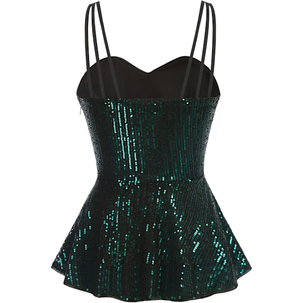 Kvinners Spaghetti Stropp Ruffle Camisole Ermeløs Peplum Topper