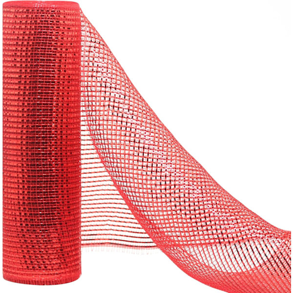 Deco Mesh 10 tommer x 30 fod, rød mere bredde metallisk folie mesh stof, jul