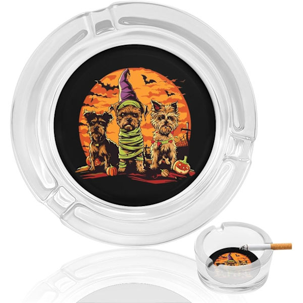 Schnauzer hundar Halloween kostym tryck glas askfat cigaretter hållare bärbar dekorativ modern askfat för hemmakontor stil En storlek stil En