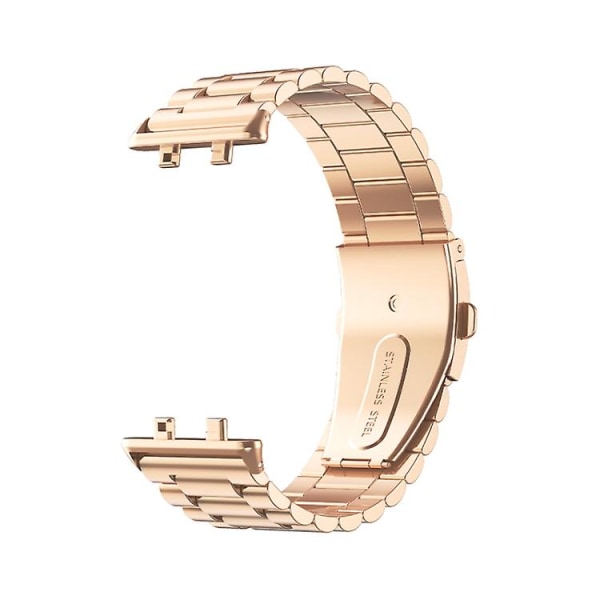 Til Oppo Watch 3 Pro Tre-perle fladt spænde rustfrit stål urrem STH Rose Gold