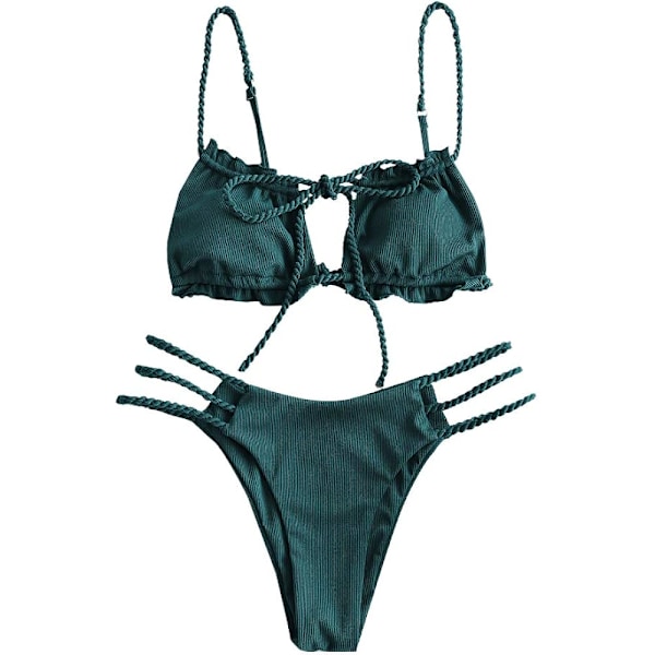 Kvinde Binde Udskæring Nøglehul Cami String Bikini Sæt Todelt Badetøj