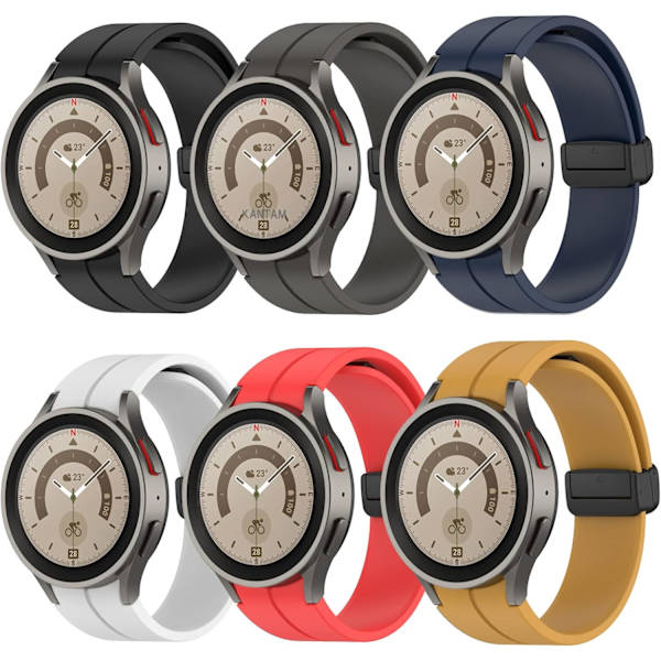 Galaxy Watch 6/5/4 Armband 40mm 44mm, för Galaxy Watch 6 Classic Armband 47mm 43mm/Galaxy 4 Classic 46mm 42mm/Watch 5 Pro Herr Dam, Magnetiskt Spänne
