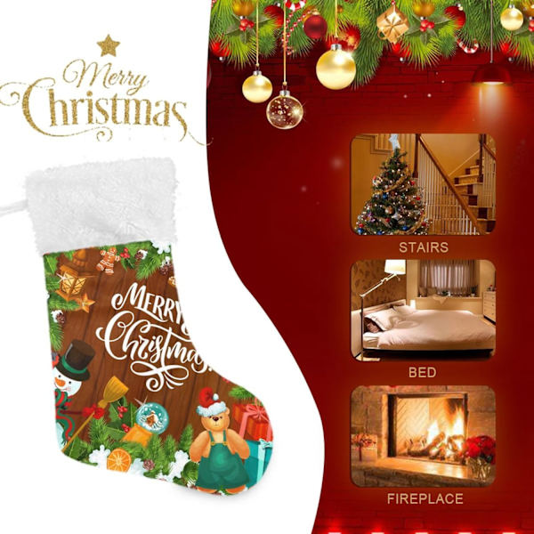 Julklapp, Personliga Julklappsstrumpor 2-pack Jultomten Snögubbe Pepparkaka 45,7 cm Julstrumpor Hängande Prydnad