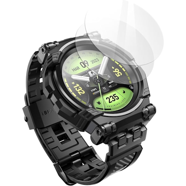 til   Galaxy Watch 6 Classic Band 47mm med 2-pak hærdet glas skærmbeskytter, [Militær beskyttelse] [Magnetisk opladning], urrem