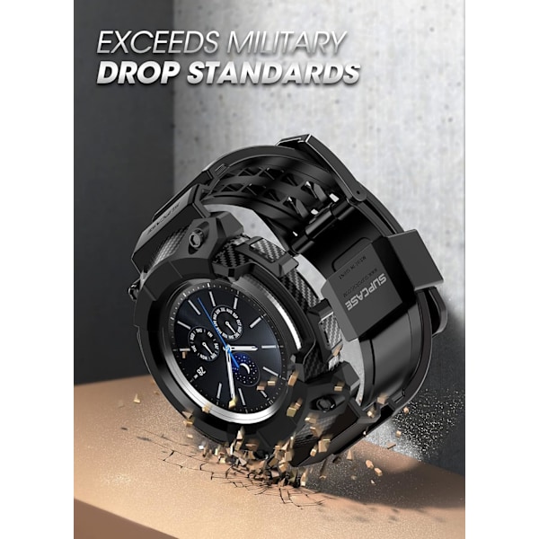 Unicorn Beetle Pro Series deksel for Galaxy Watch 3 [45mm] 2020-utgivelse, robust beskyttende deksel med remstropper svart  svart