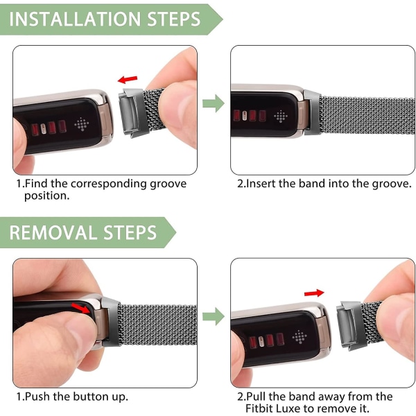 Justerbar rem til Fitbit Luxe/luxe Special Edition Fitness Tracker til kvinder og mænd i rustfrit stål mesh-løkke Space Gray