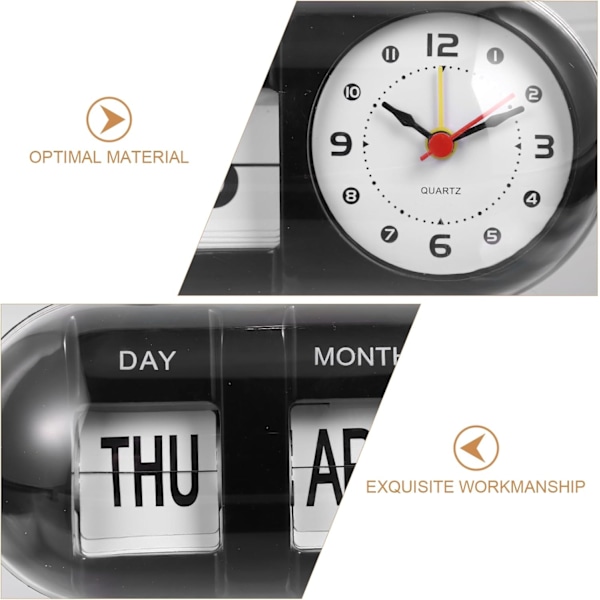 Enkel digital väckarklocka Liten kalender väckarklocka Skrivbord Tyst väckarklocka Manuell flippkalender Klocka Retro flippklocka för hem Skrivbord Kontor
