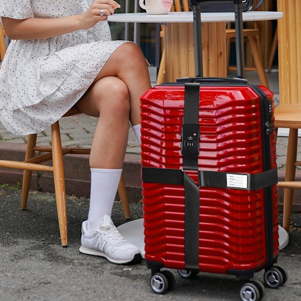 TSA-hyväksytyt lukittavat matkatavaravyöt - Säädettävät ristikkäiset matkatavaravyöt ID-tunnisteilla - Matkaturvallisuustarvike (Hopea)