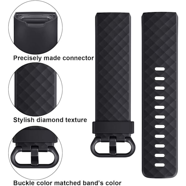 3-pak justerbare erstatningsremmer for Fitbit Charge 3/4