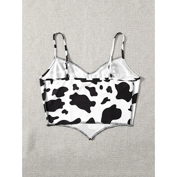 Kvinde Sød Ko Print Spaghetti Stropper Ærmeløs Cami Crop Top Camisole