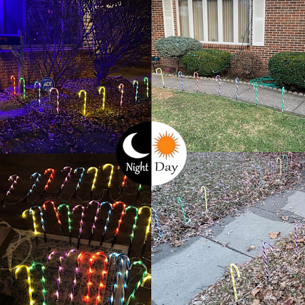 Candy Cane Udendørs Julelys - 10 Pakke 60 LED 21in Lighted Landskabssti Lyskæde med Hukommelsesfunktion 8 Blinkende Tilstande End-to-End