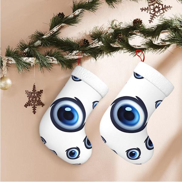 Onda Ögon Tryck Julstrumpa Julpynt Eldstadshängande Julstrumpor för Familj Semester Julparty Dekorationer 45 cm