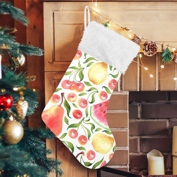 Julklapp, personliga julklappsstrumpor 2-pack blad päron körsbär vattenmelon 45,7 cm julstrumpor hängande prydnad spis för