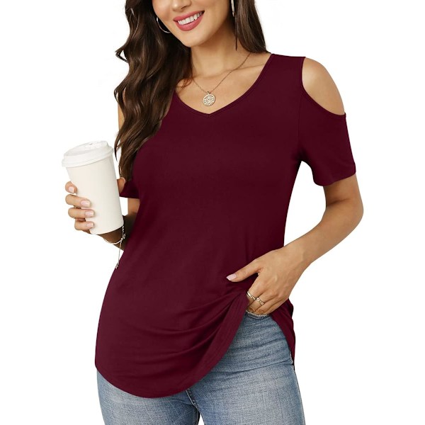 Kvinders Langærmet Dyb V-hals Kryds Kryds T-shirt Casual Kold Skulder Basic