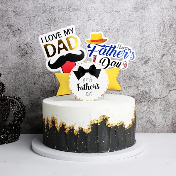 Happy Father's Day kagepynt (6 stk.) - Dekoration til fars fødselsdag