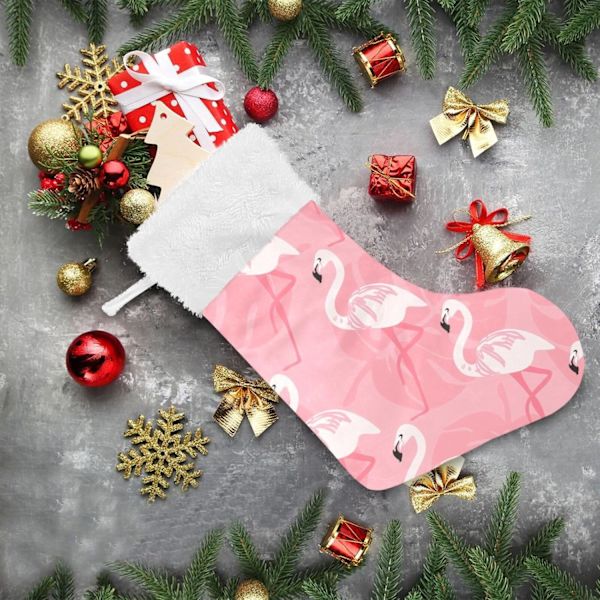 Julklapp, personliga julklappsstrumpor 2-pack Flamingo Rosa Tropisk Växt 45,7 cm Julstrumpor Hängande Ornament Kamin för B