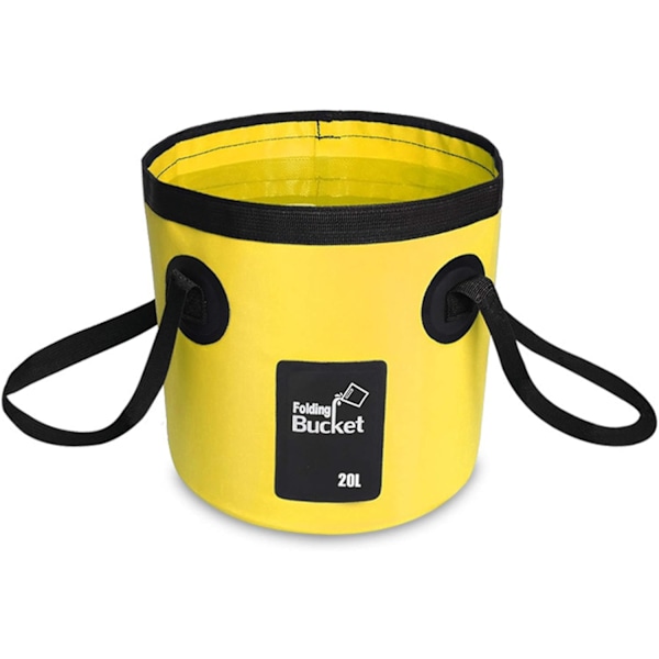 Vikbar Hink Vattenbehållare Portabel Hopfällbar Camping Tvättfat för Utomhusresor Vandring Fiske Biltvätt Trädgårdsarbete Camping (Gul, 20L)