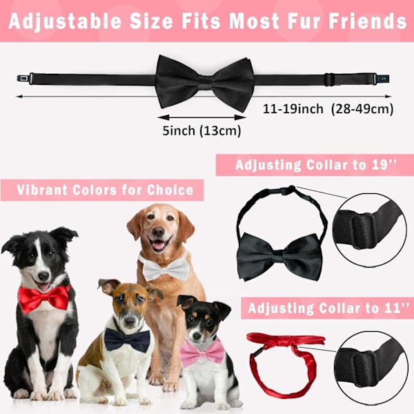 Sort slips til hunde, justerbar slips til hunde med butterfly, til mellemstore og store hunde, katte, kæledyr, bryllup, fødselsdag, dimission, ferie, jul, kostumer