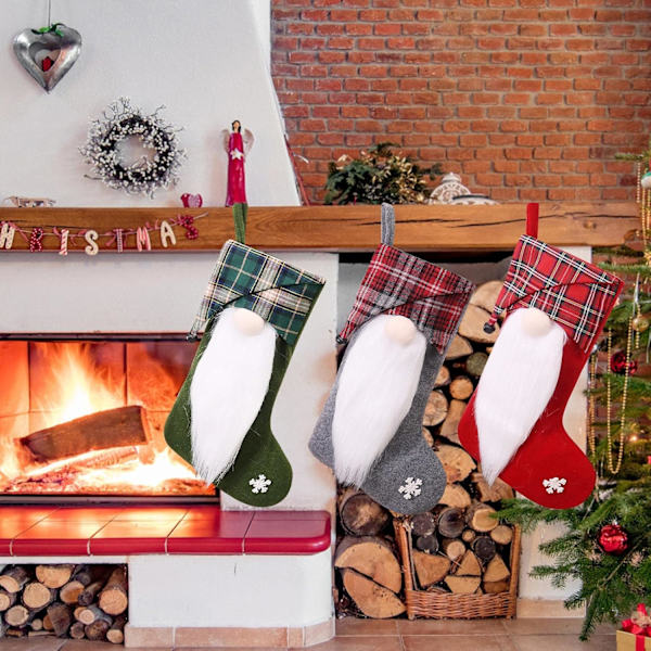 Julstrumpa Personliga Julstrumpor Ansiktslös Tomte Skäggig Gammal Man Stickad Juldekoration Julstrumpor Ka