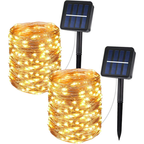 Solcelledrevne julelys utendørs, 72FT 200 LED lysslynger solcelledrevne, vanntette kobbertrådslys med 8 lysmoduser dekorasjon