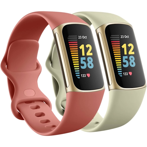 Fitbit Charge 5 erstatningsremmer (2-pakning) - Myke, justerbare bånd