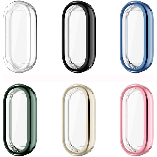 6-pakning 6 farger Klokkebeskyttelse Kompatibel for XiaoMi Mi Band 8 TPU Skjermbeskytter Beskyttelsesdeksel Dekning Støtfanger. mix