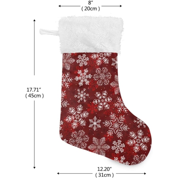 Julklapp, Personliga Julklappsstrumpor 2-pack Röd Jul Vit Snöflinga 45,7 cm Julstrumpor Hängande Ornament Kamin
