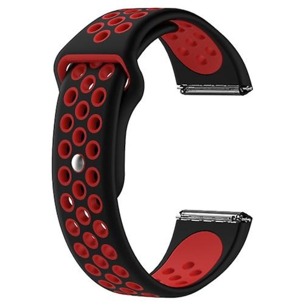 For Fitbit Versa To-farvet silikoneurrem VLD Black - Red