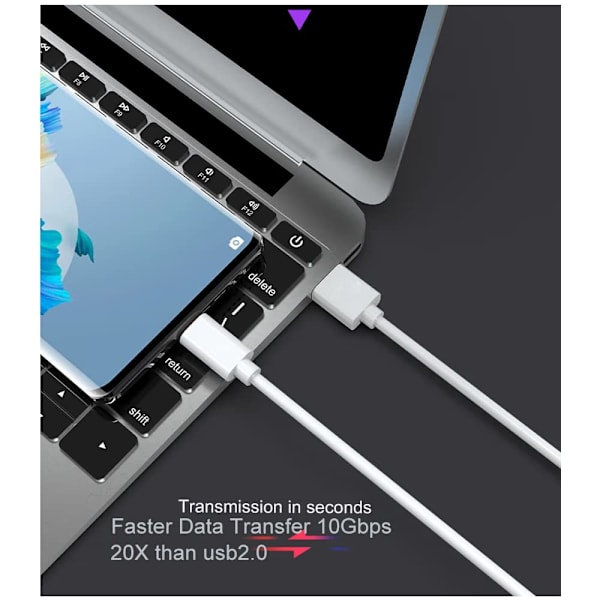 USB C 3.1 Gen 2-kabel. 10 Gbps dataoverføringskabel 0,5 fot